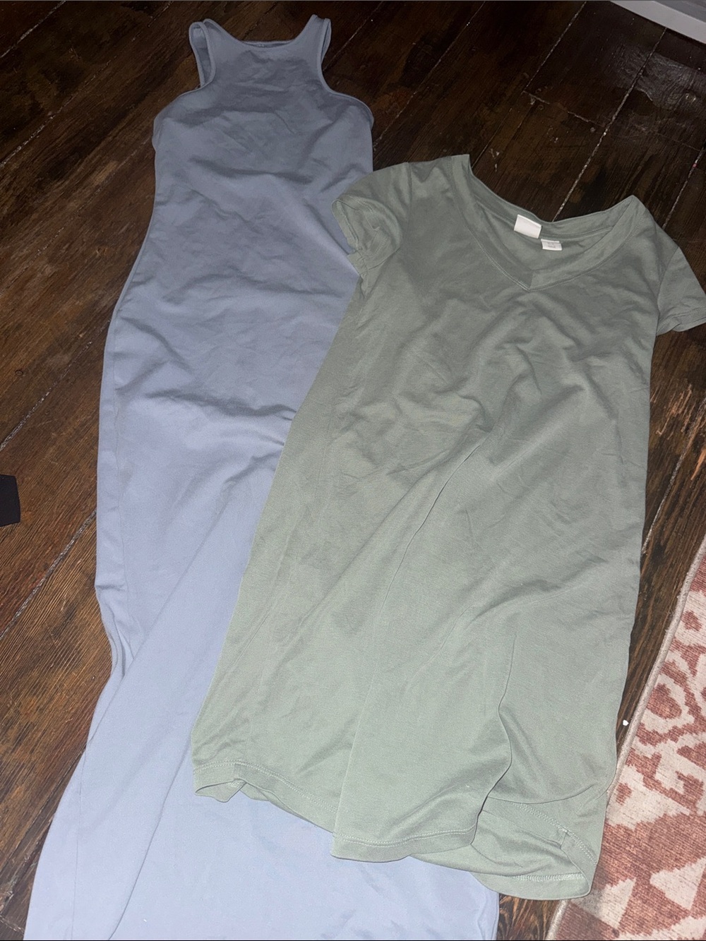 wild fable Blue Sleeveless Bodycon Maxi & Green V-Neck Tee Dress